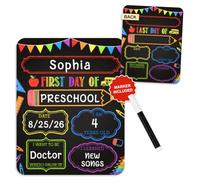 D4DREAM First Day of School Board Sign with Marker - 11''x14'' Double-Sided Reusable 1st First and Last Day of Preschool Pre-K Kindergarten Chalkboard Sign Back to School Photo Prop for Kids