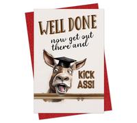 D4DREAM Funny Graduation Cards for Her Him, Class of 2026 Funny Graduation Greeting Card with Envelope for Boy Girl Son Daughter, Donkey Congrats Gift for High School College Graduates