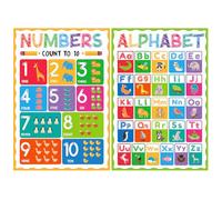 D4DREAM Preschool Poster for Toddlers Kids Laminated Alphabet Poster for Classroom Decorations Number 1-10 Posters 2Pcs Toddler Learning Posters for Pre-k Kindergarten Preschool Homeschool Daycare