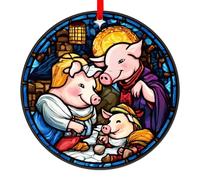 D4DREAM Religious Christmas Nativity Ornament Nativity Ornaments for Christmas Tree Acrylic Jesus Nativity Scene Hanging Ornament for Christmas Tree New Year Holiday Party Decoration Supplies