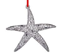 D4DREAM Starfish Christmas Ornaments - Metal White Starfish Hanging Ornaments for Christmas Tree Decorations Colorful Beach Theme Hanging Ornaments Gifts for Women Men Kids