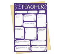 D4DREAM Teacher Appreciation Card - Personalized Fill in the Blank Thank You Teacher Card from Student, Interactive Handcrafted DIY Appreciation Gifts (5.5”x8”)