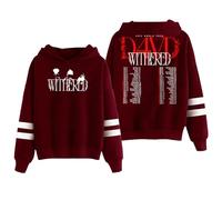 D4vd Withered 2025 World Tour Hoodie Pocketless Parallel Bars Sleeve Streetwear Women Men Hooded Sweatshirt (Wine red,XXS)