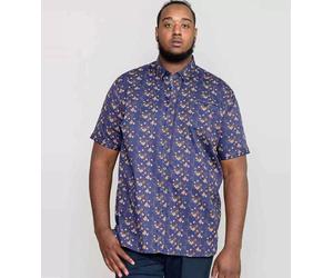 D555 Big Mens Navy Short Sleeve Shirt With Floral Print 2XL-6XL (101100-K)