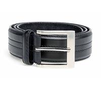 D555 By Duke Kingsize Big Mens Square Buckle Belt With Stitching Detail, Bonded Leather, Black (44-64")
