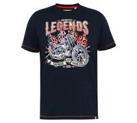 D555 Crew Neck T-Shirt for Men with Legends Motor Bike Print in Navy, 4XL