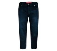 D555 Duke Mens Daniel Tapered Fit Stretch Jeans in Blue Black - Plus Size 501601 Daniel Denim Washed Jeans
