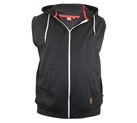 D555 Duke Mens Kingsize Sleeveless Hoodie Full Zip Drawstring Pockets Plain Black 2XL (Blake)