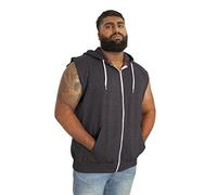 D555 Duke Mens Kingsize Sleeveless Hoodie Full Zip Drawstring Pockets Plain Charcoal Grey 6XL (Blake)
