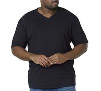 D555 Duke Mens Kingsize V Neck Plain Cotton T-Shirt Ribbed Cotton Black 7XL (Signature)