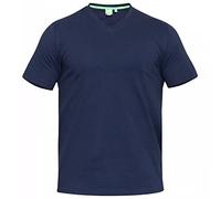 D555 Duke Mens Kingsize V Neck Plain Cotton T-Shirt Ribbed Cotton Navy 7XL (Signature)