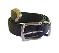 D555 JOESEPH Bonded Leather Metal Tip End Belt For Men in Black - 3.5 cm Width, 42 Inch