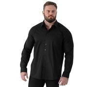 D555 Long Sleeve Stretch Shirt for Men Stain Resistant Non Iron (Oliver) in Black, 8XL