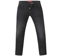 D555 Mens Big Size Tapered Fit Stretch Jeans in Grey Stonewash (Benson)