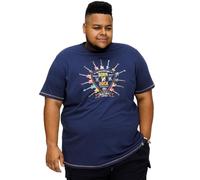 D555 Mens Colin Big Tall Born to Rock Printed T-Shirt Top Tee - 5XL Navy