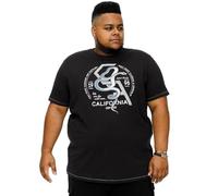 D555 Mens Cortex Big Tall California Snake Printed T-Shirt Top - 4XL Black