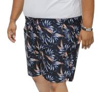 D555 Mens Darian Big Tall All Over Hawaiian Print Swim Shorts - 5XL Navy