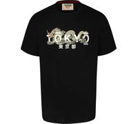 D555 Mens Ginza Tokyo Dragon Printed Crew Neck T-Shirt - Black - 5XL