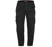 D555 Mens King Size Peached And Washed Cotton Cargo Trousers in Black