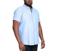 D555 Men's Plus Size James Basic Oxford Short Sleeve Shirt in Sky Blue 4XL, 4XL Plus