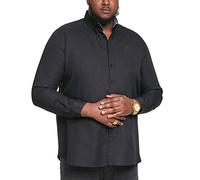 D555 Men's Plus Size Richard Basic Oxford Long Sleeve Shirt in Black 7XL