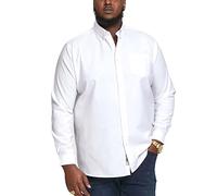D555 Men's Plus Size Richard Basic Oxford Long Sleeve Shirt in White 8XL