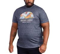 D555 Mens Upton Big Tall Hawaii Leaf Print T-Shirt - 5XL Navy