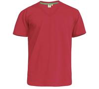 D555 New Duke Mens Kingsize V Neck Plain Cotton T-Shirt Ribbed Cotton Red 6XL (Signature)