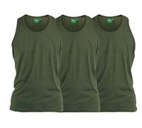 D555 Pure Cotton Long Length 3 Pack Vests in Khaki in 6XL