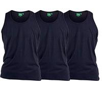 D555 Pure Cotton Long Length 3 Pack Vests in Navy in 4XL