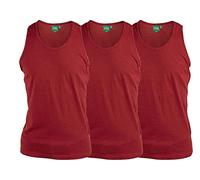 D555 Pure Cotton Long Length 3 Pack Vests in Red in 3XL