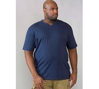 D555 T-shirt Plain V-Neck Short Sleeve Cotton Casual Mens Plus Size Signature