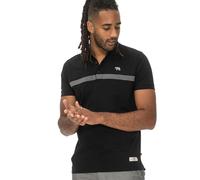 D555 Stafford Cut and Sew Embroidery Stripe Short Sleeve Polo for Men in Black, 2XL