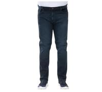 D555 Stretch Jeans Tapered Fit Zip Fly Belt Loops Casual Mens Plus Size Daniel (UK, Waist, 40, Plus, Short, Blue/Black)