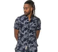 D555 Truro Hawaiian Print Short Sleeve Shirt for Men in Navy, 6XL