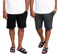D555 Two Pack Elasticated Sport Shorts Drawstring Adjustable Soft Comfortable Breathable Side Pockets Ryan Side Stripes Outdoor Black Kingsize 2XL
