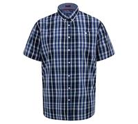 D555 Walsall Check Short Sleeve Shirt with Pocket for Men in Navy, 2XL