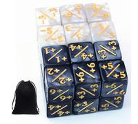 D6 Dice Counter Set,24 Pcs Dice Counter Sign 16mm Loyalty Cube Token Positive and Negative Multi-Faceted Number Game for Party Table Games KTV Bars