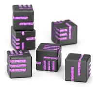 D6 Metal Dice, 16mm 6 Sided Dice Set, ZHOORQI 6Pcs/Set Tech-Themed New Concept Lines Dice for Dungeons and Dragons DND Gifts(D6-Glitter Purple)