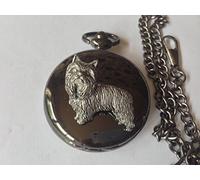 D6 Yorkshire Terrier polished black case mens GIFT quartz pocket watch fob made in sheffield
