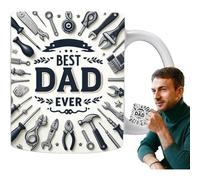 (D63) Best Dad Ever Coffee Mug - Father's Day Ceramic Coffee Cup,350ml Creative Portable Coffee Mug with Handle, Multifunctional Tea Cups for New Father