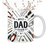 (D68) Best Dad Ever Coffee Mug - Father's Day Ceramic Coffee Cup,350ml Creative Portable Coffee Mug with Handle, Multifunctional Tea Cups for New Father