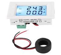 D69-2042 Dual Display Digital Voltmeter Ammeter, AC80-300V 0-50A 0-100A with Current Transformer, Blue Backlight LCD for Home Electrical Panel Monitoring (White)