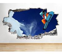 D860 Snow Board Winter Mountain Smashed Wall Decal 3D Art Stickers Vinyl RoomKids Bedroom Baby Nursery Cool Livingroom Hall Boys Girls