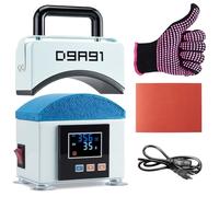 D9A91 Hat Press,Mini Hat Press Machine. for Caps, T-Shirt & More, Curved Heating Plate and Silicone Base,Heat Up Fast and Even, No Crease, LCD Digital Temperature &Timer Control-Light Blue