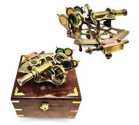 DA ANCEIN Antique Brass Sextant with Mahogany Box - Precision Nautical Instrument for Navigation and Home Décor 4 Inches with Wodden Box