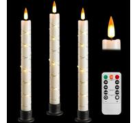 Da by 3 Flameless Window Candles with Remote Control & Timer, Battery Powered Surround Fairy Lamp, 9.6" Christmas Candle, Free 3 Black Bases for Home, Festive, Christmas, Wedding & Event Decoration