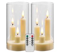 Da by Flameless Candle, Battery-Powered Candle with Remote Control and Timer, LED Three-Wick Pillar Candle, Romantic Wedding, Perfect Home Décor, 2 Pack (Ivory)