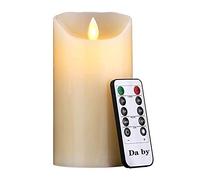 Da by Flameless Candles 15cm Realistic Dancing LED Flickering Wick for Parties,Home,Public Elegant Events, Battery Powered, 10-Key Remote Control, Ivory Color