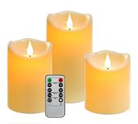 Da by LED Outdoor Waterproof Candle Light, Flashing Candle, Battery Powered Candle Holder with Remote Control and Timer 10cm, 12.5cm, 15cm 3pcs